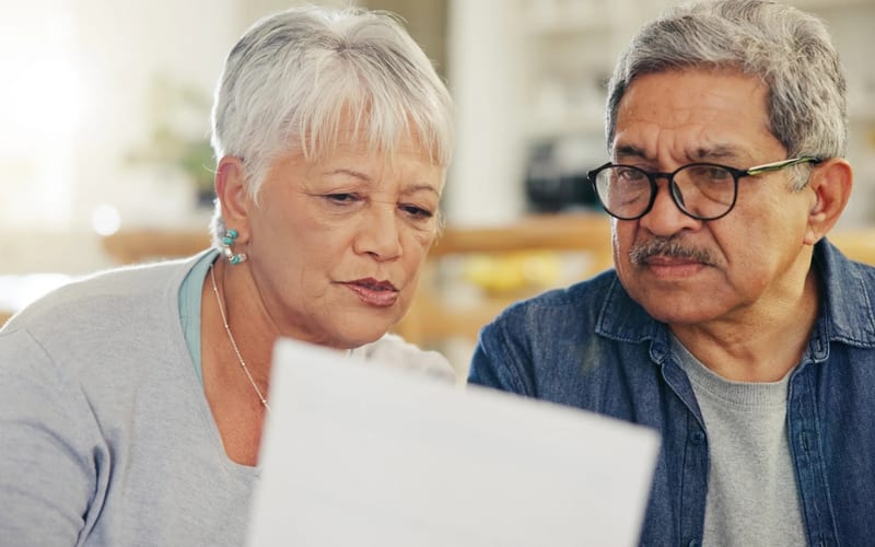 Retired couple enjoying financial security